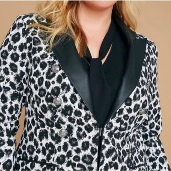 NWT Lane Bryant Leopard Print Blazer Jacket Black & White Womens Plus Sz 22 (2X) - Picture 3 of 11